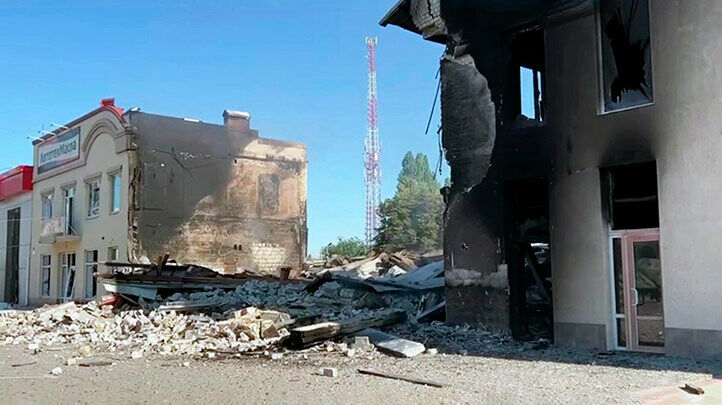Разрушения в Новой Каховке